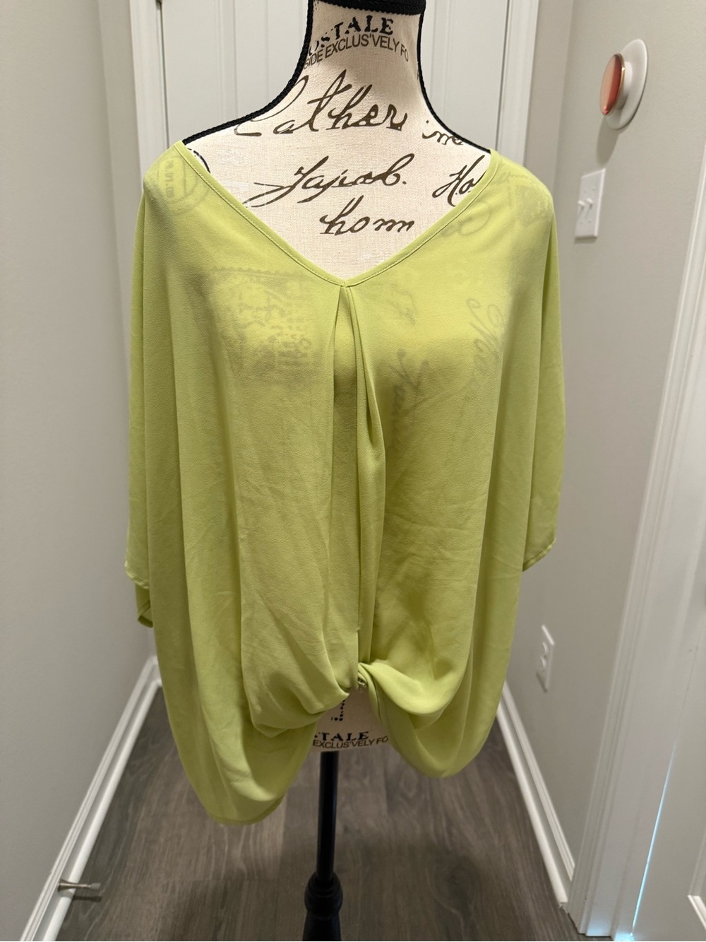 She + Sky Light Green V-Neck Draped Tunic